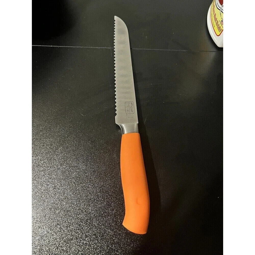 Chicago Cutlery Chef Bread Knife Serated Orange Handle 8